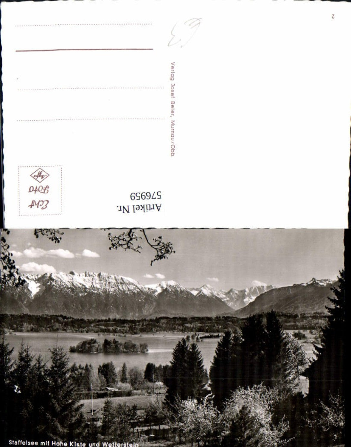 576959, Photo Ak Staffelsee with Hohe Kiste and Wetterstein near Seehausen am Staffelsee