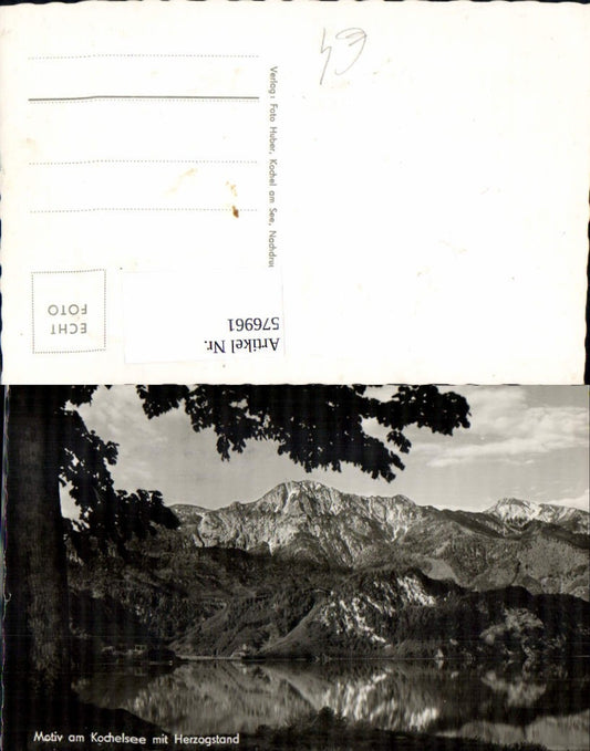 576961, Photo postcard, motif a. Kochelsee with Herzogstand mountain near Kochel am See