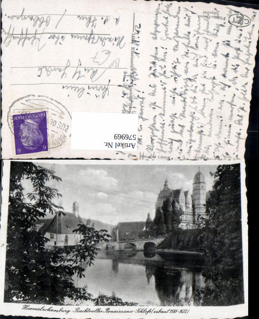 576969,Foto Ak Haemelschenburg Emmerthal Hämelschenburg Schloss Bahnpost Zug Hannover