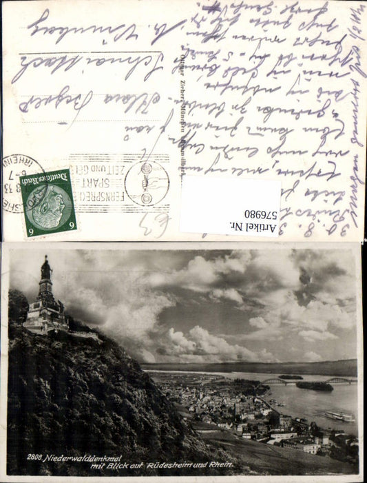576980,Niederwalddenkmal m. Blick auf Rüdesheim a. Rhein