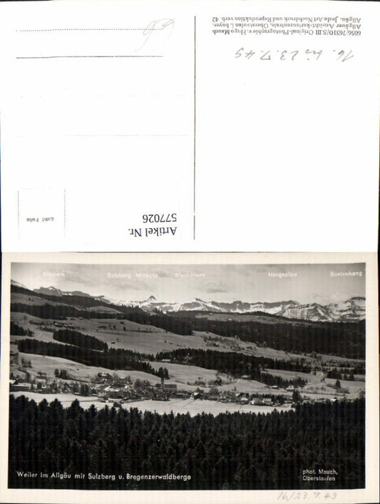 577026,Foto Ak Weiler i. Allgäu m. Sulzberg u. Bregenzerwaldberge Weiler-Simmerberg
