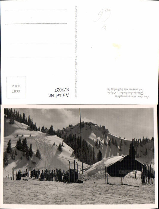 577027, Photo Ak Oberstaufen Steibis Allgäu Falkenhütte m. Falkenköpfle Winter sports Ski