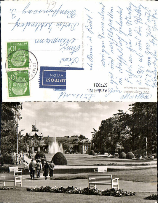 577031,Foto Ak Bad Oeynhausen Kurgarten u. Kurhaus Springbrunnen Brunnen