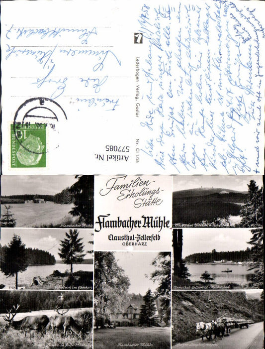 577085,Mehrbild Ak Clausthal-Zellerfeld Flambacher Mühle Oderteich Hirsche Langholzwagen