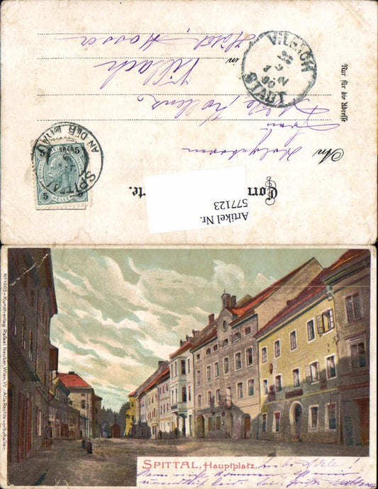 577123,tolle Lithographie Spittal an der Drau Hauptplatz