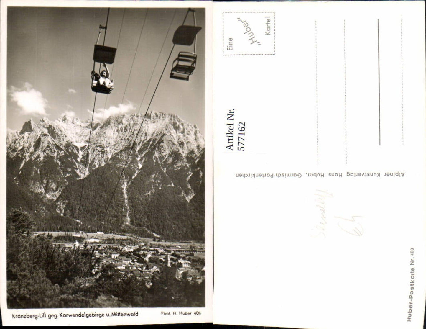 577162, Kranzberg lift towards Karwendel mountains and Mittenwald chairlift pub Hans Huber 408
