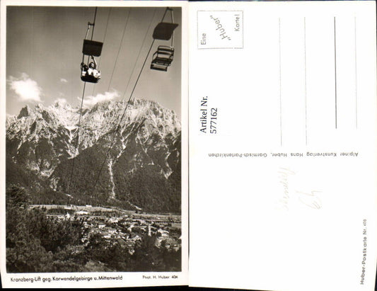 577162,Kranzberg-Lift geg. Karwendelgebirge u. Mittenwald Sessellift pub Hans Huber 408