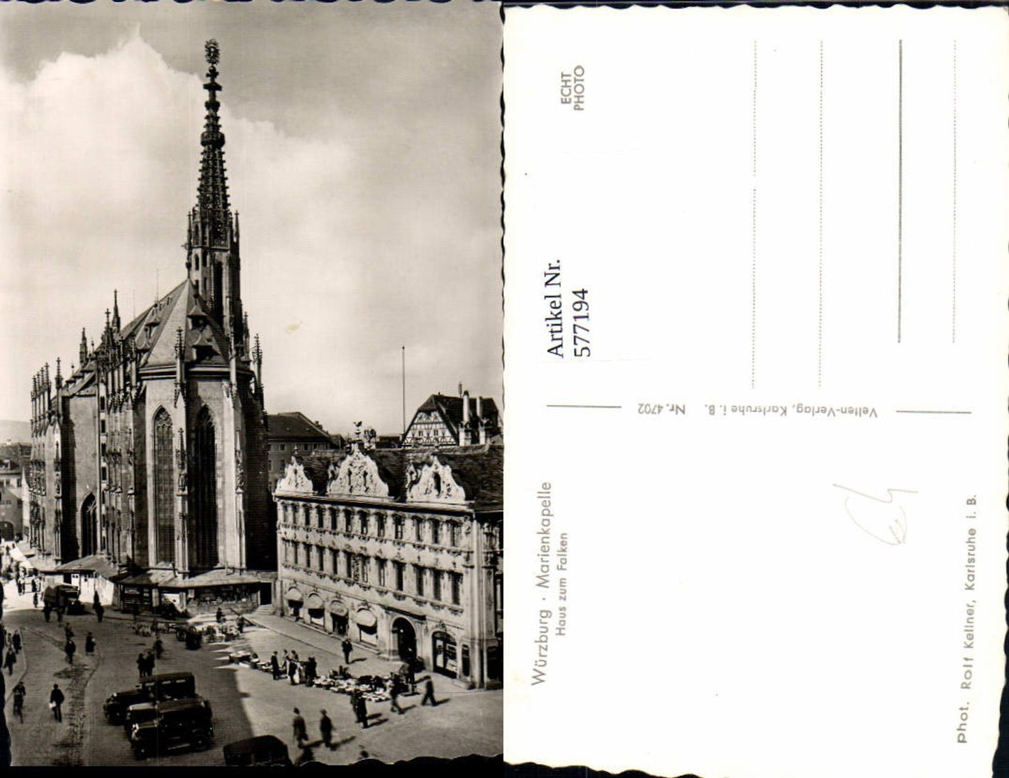 577194,Foto Ak Würzburg Marienkapelle Haus z. Falken