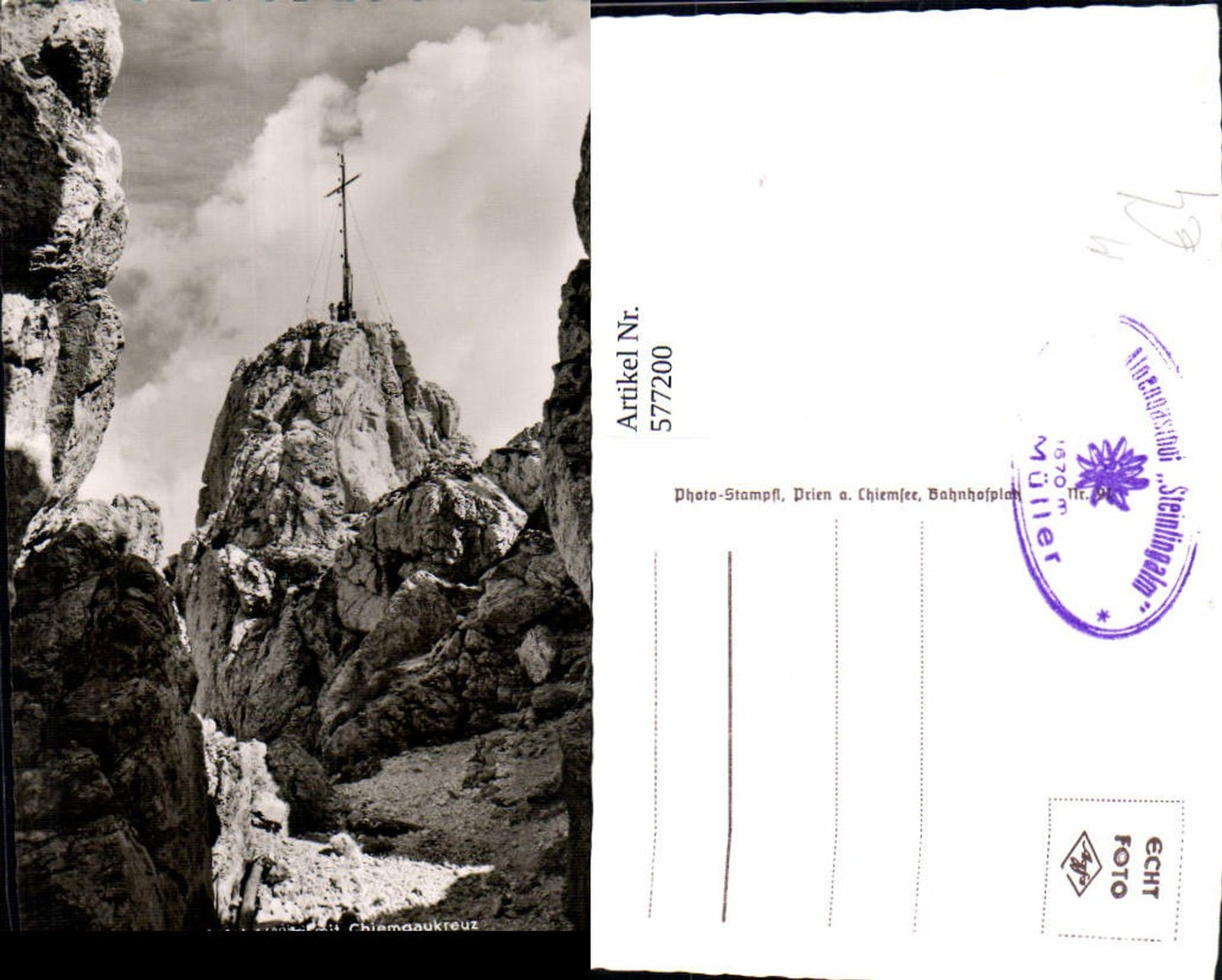 577200,Foto Ak Kampenwand Ostgipfel Chiemgaukreuz Gipfelkreuz Aschau i. Chiemgau