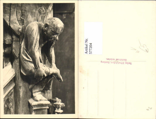 577204,Foto Ak Kunst Holz Figur geschnitzt pub Alfred Kröner Bamberg