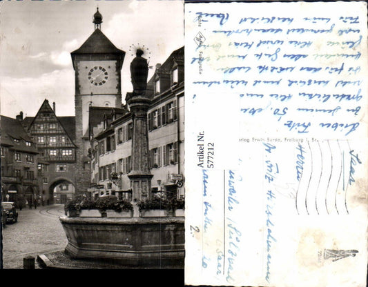 577212, Photo Ak Freiburg i. Breisgau Oberlinden Fountain and Schwabentor