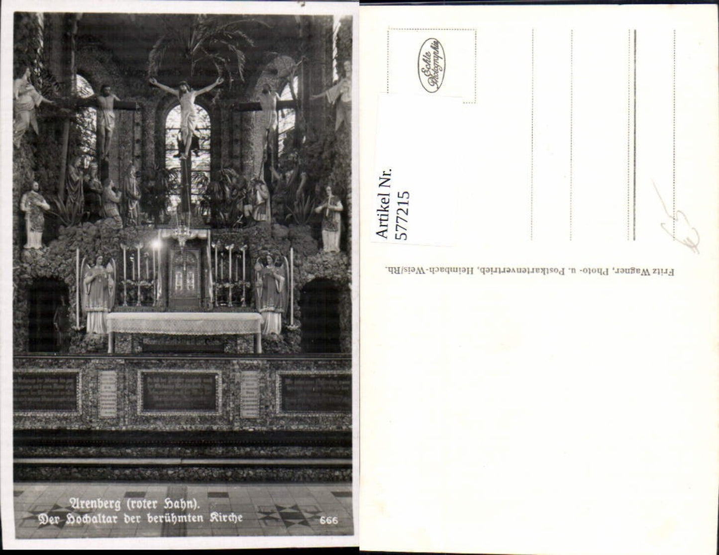 577215,Foto Ak Koblenz Arenberg Roter Hahn Hochaltar d. Kirche