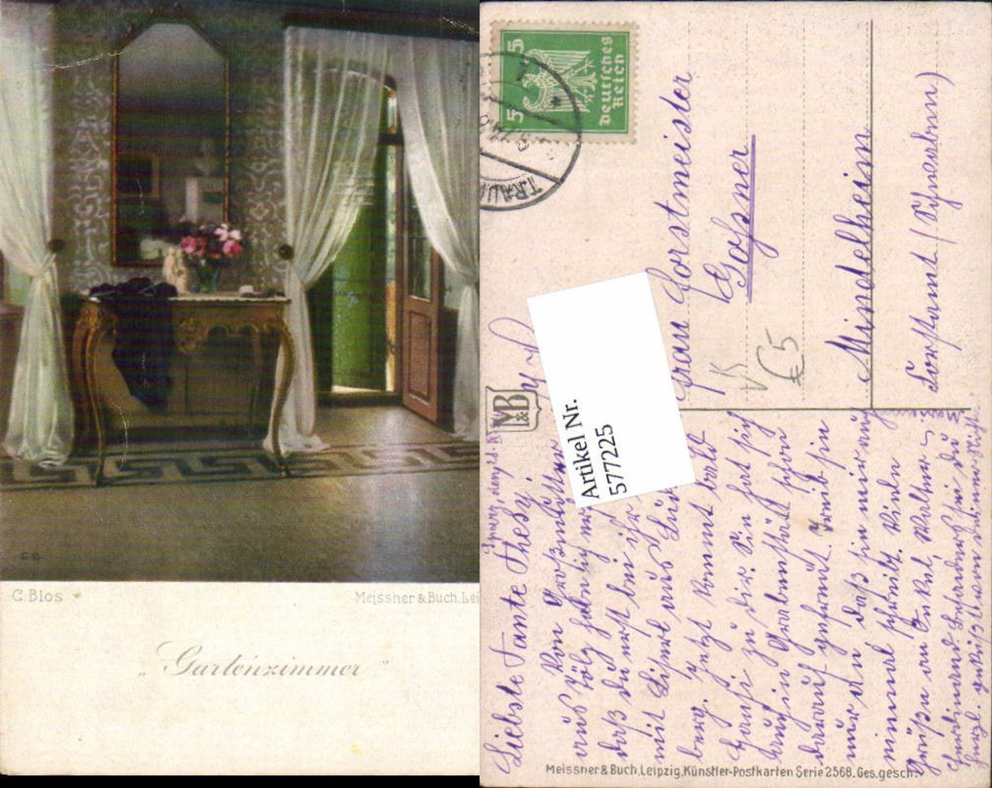 577225,Künstler AK Meissner & Buch 2568  C. Blos Gartenzimmer