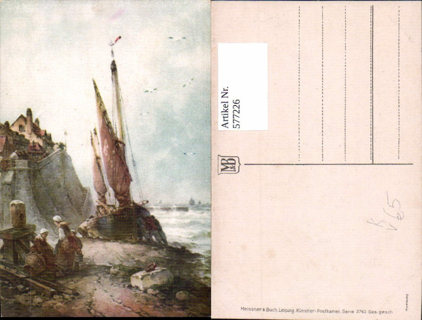577226,Künstler AK Meissner & Buch 2743 Fischer Boot