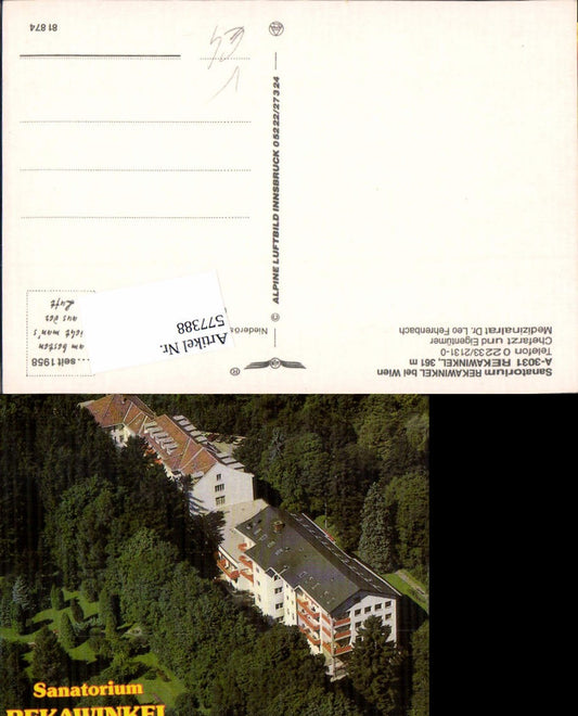 577388,Fliegeraufnahme Rekawinkel bei Wien pub Alpine Luftbild FÖ 81874