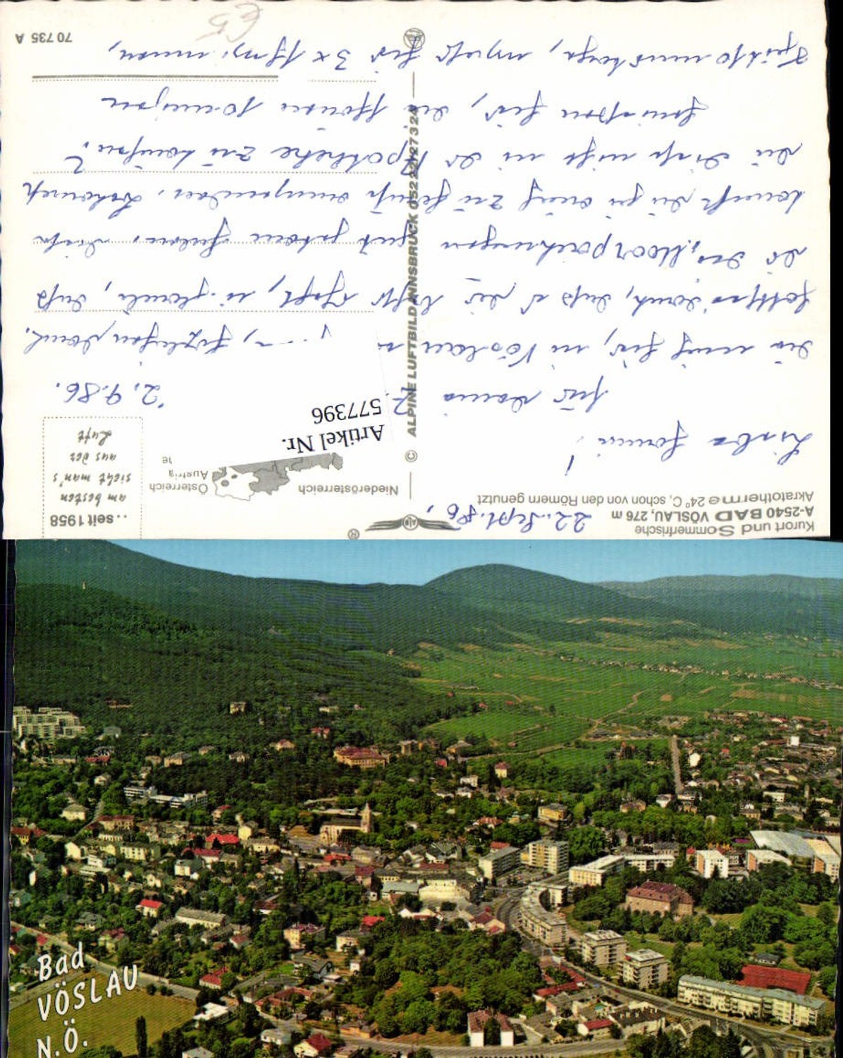 577396,Fliegeraufnahme Bad Vöslau pub Alpine Luftbild 70735 A