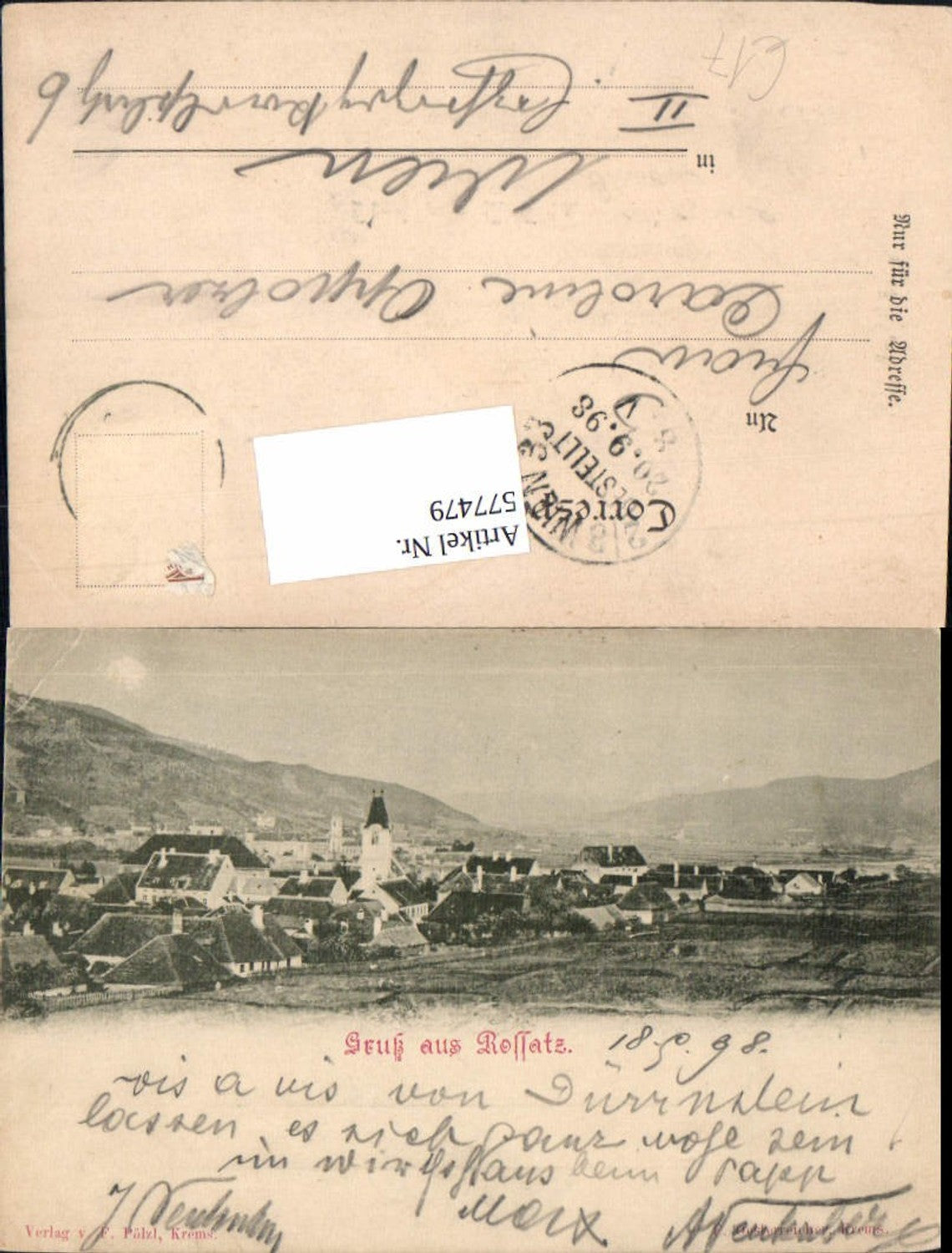 577479,Gruss aus Rossatz in der Wachau 1898