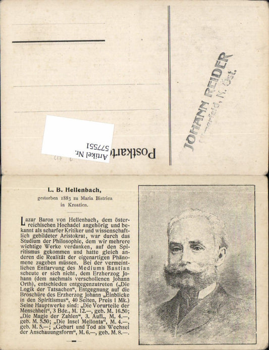 577551,Lazar Baron von Hellenbach Maria Bistrica Croatia Stp. Ulmerfeld
