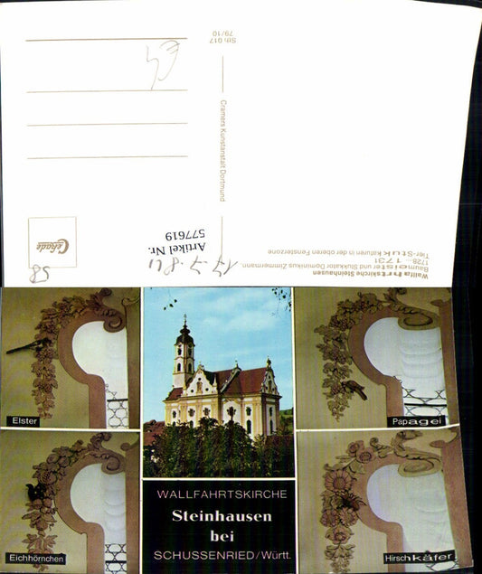 577619, Multi-image Ak Bad Schussenried Pilgrimage Church Steinhausen Animal stucco work upper window zone