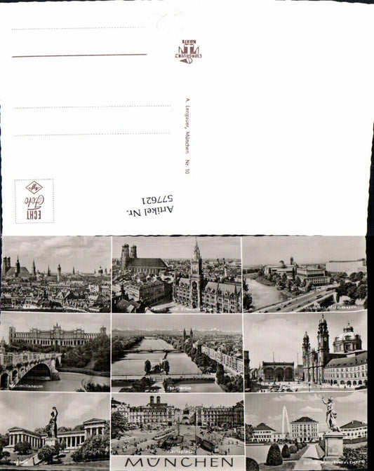 577621, Multi-image postcard Munich Bavaria Isar River scene German Museum pub A. Lengauer 10