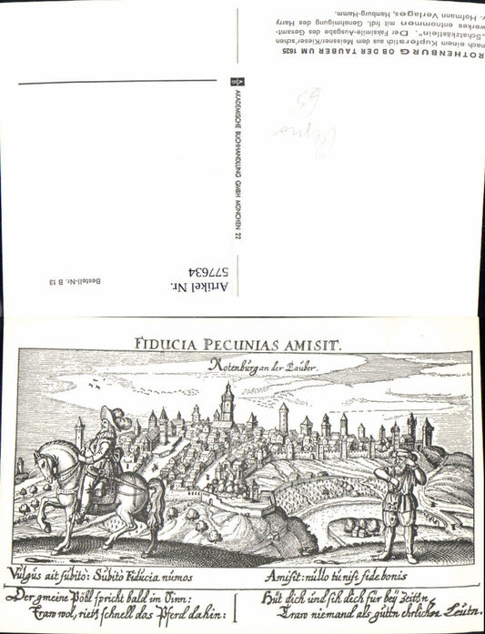 577634, Artist's postcard reproduction, Rothenburg ob der Tauber, circa 1625, Meissner Kieser's treasure chest