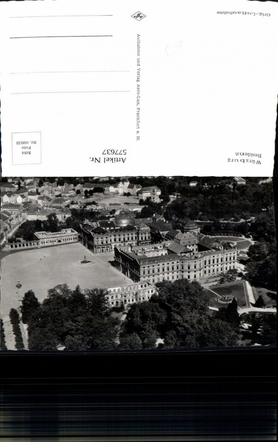 577637, Photo AK Würzburg Residence Aerial view