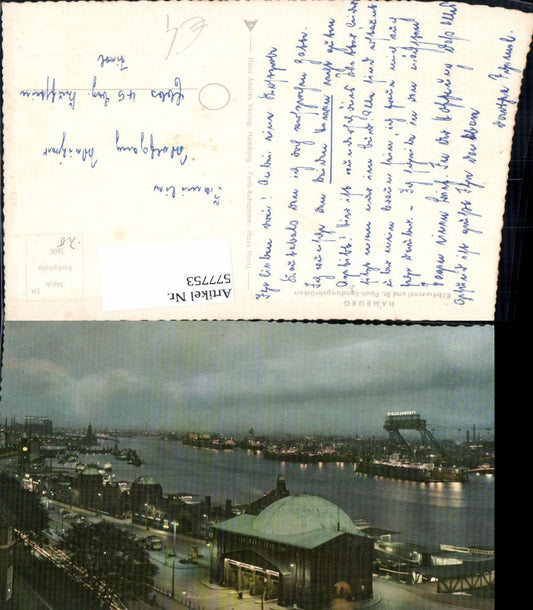 577753,Hamburg Elbtunnel u. St Pauli Landungsbrücken beleuchtet