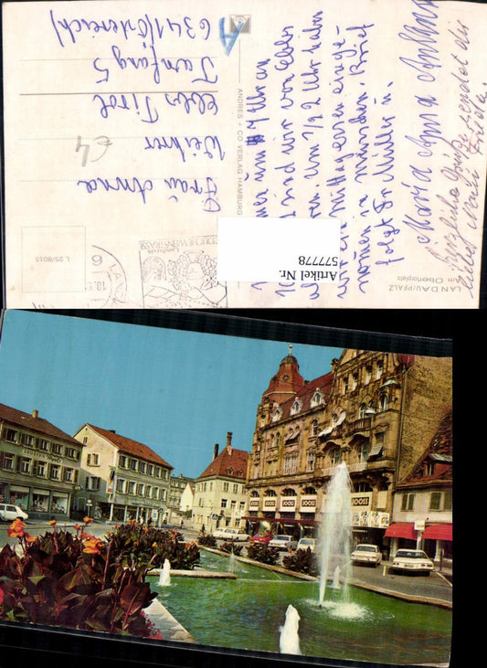 577778,Landau in der Pfalz Obertorplatz Springbrunnen Auto VW Käfer