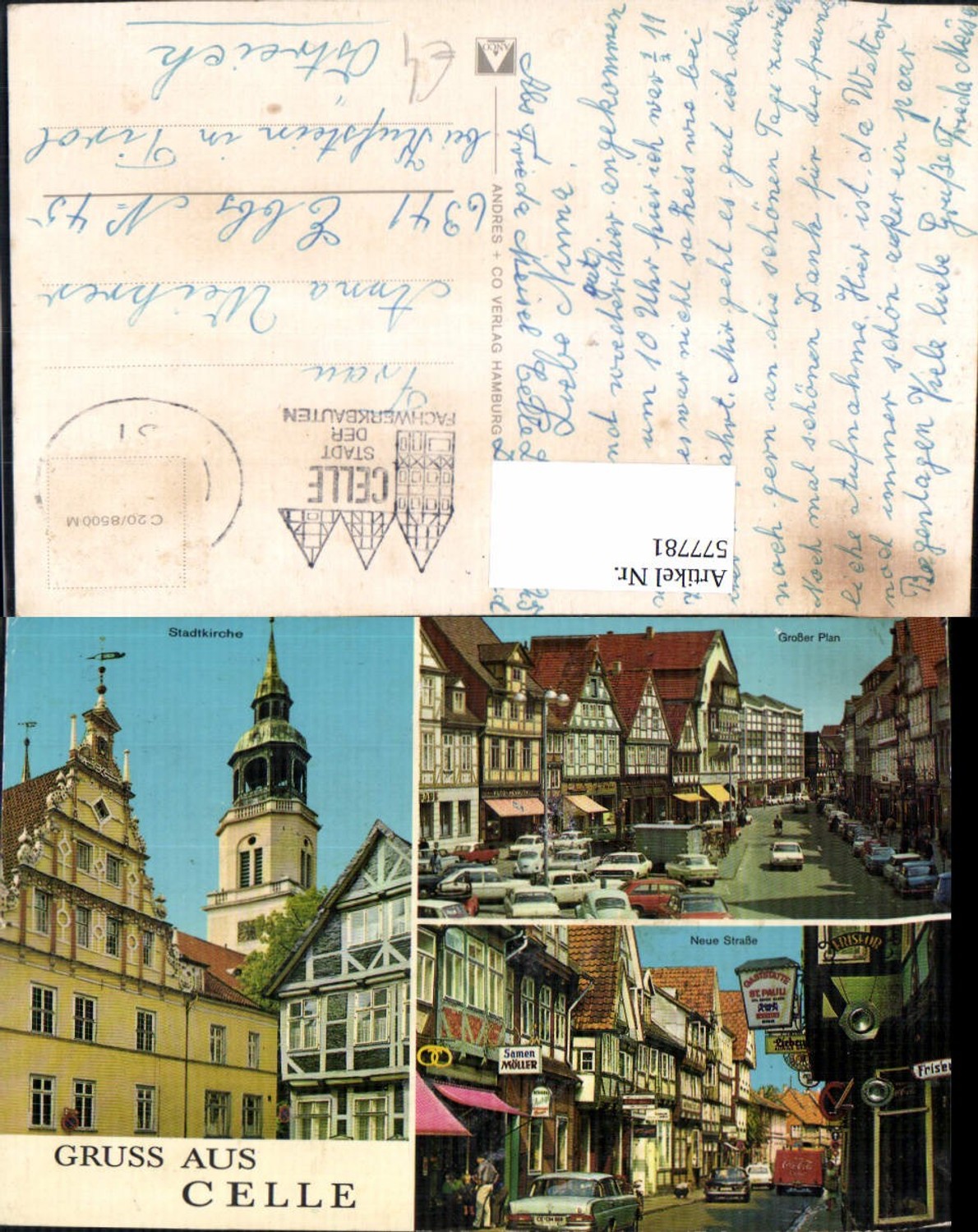 577781,Mehrbild Ak Celle Stadtkirche Großer Plan Neue Straße Auto VW Käfer