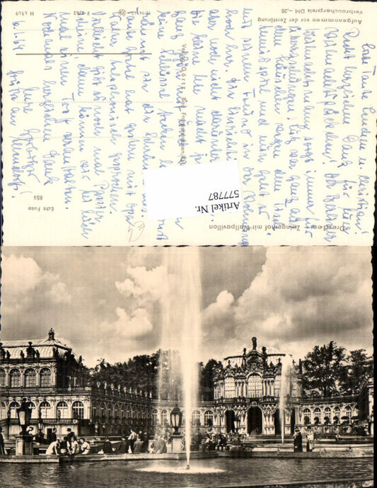 577787,Dresden Zwingerhof m. Wallpavillon Springbrunnen Brunnen v. d. Zerstörung