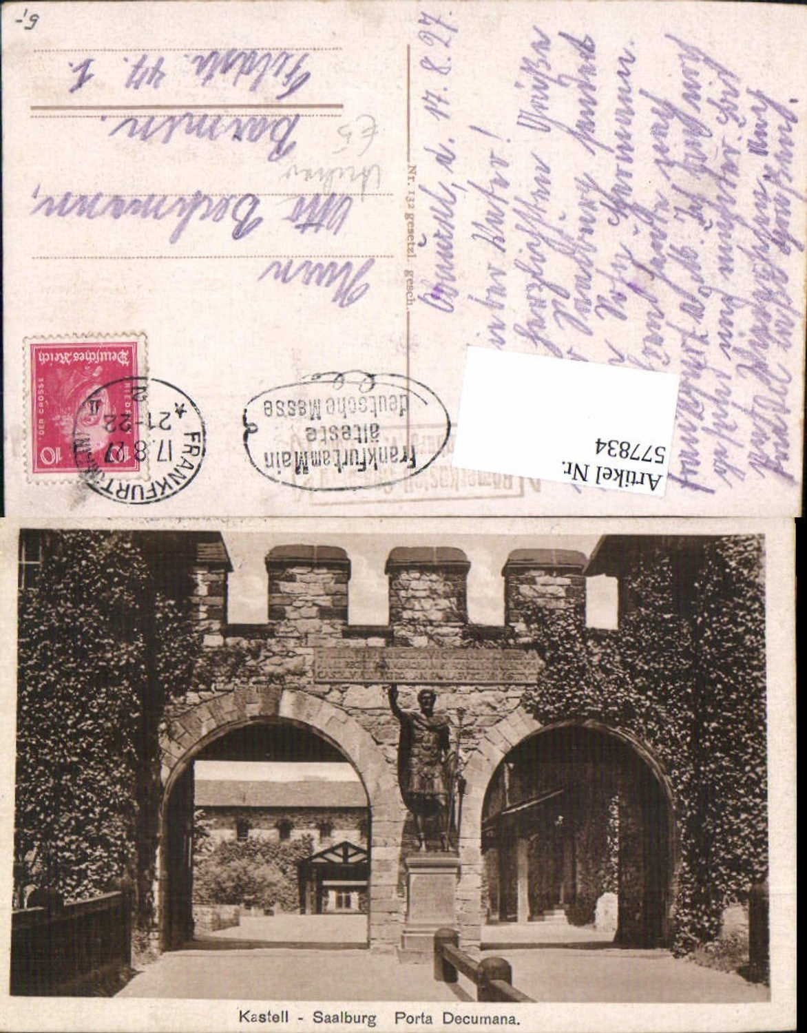 577834,Antike Kastell Saalburg Porta Decumana Statue