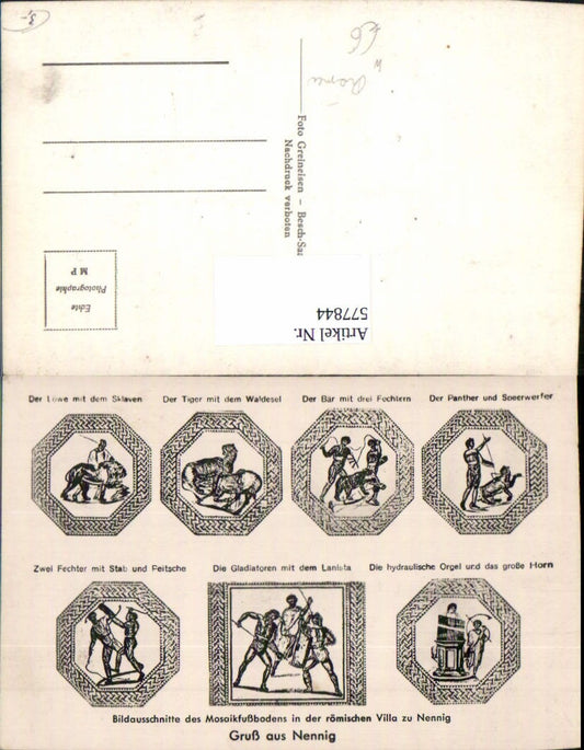 577844,Antike Römer Bildausschnitte d. Mosaikfußbodens i. Römischer Villa in Nennig Perl Mosel Deutschland