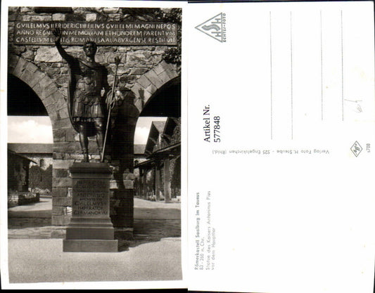 577848,Antike Kastell Saalburg Taunus Römerkastell Statue d. Kaisers Antoninus Pius Haupttor