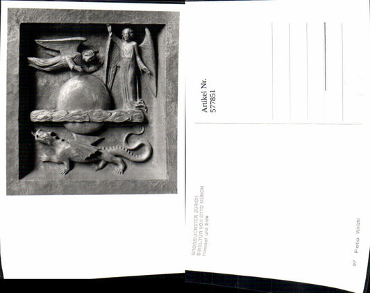 577851,Antike Himmel und Erde Grossmünster Zürich Bibeltüre v. Otto Münch