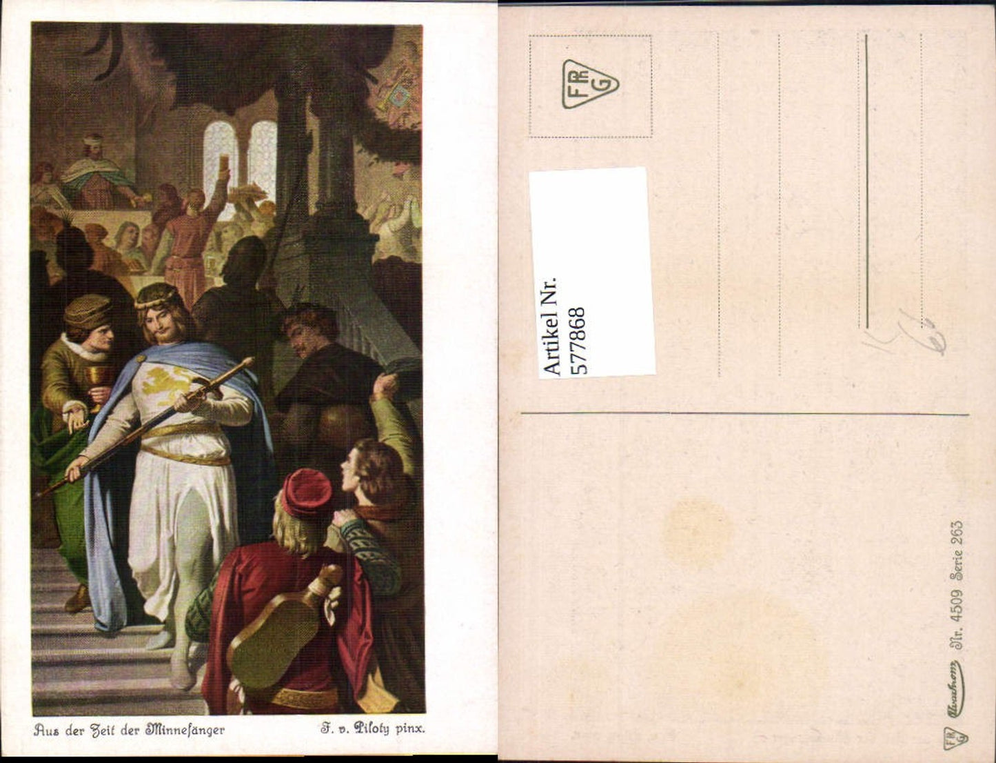 577868, Artist Ak F. v. Piloty From the time of the Minnesingers Middle Ages