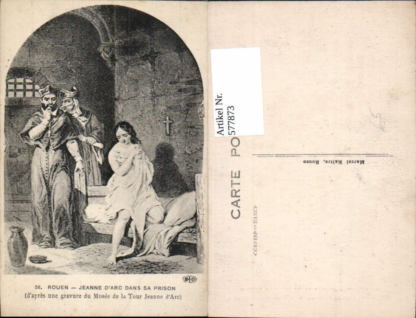 577873,Mittelalter Rouen Jeanne d Arc dans sa Prison Gefängnis France