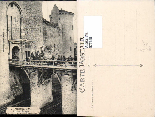 577889,Mittelalter Vitre a travers les ages Un retour de chasse au XIV siecle Ritter Rückkehr Burg