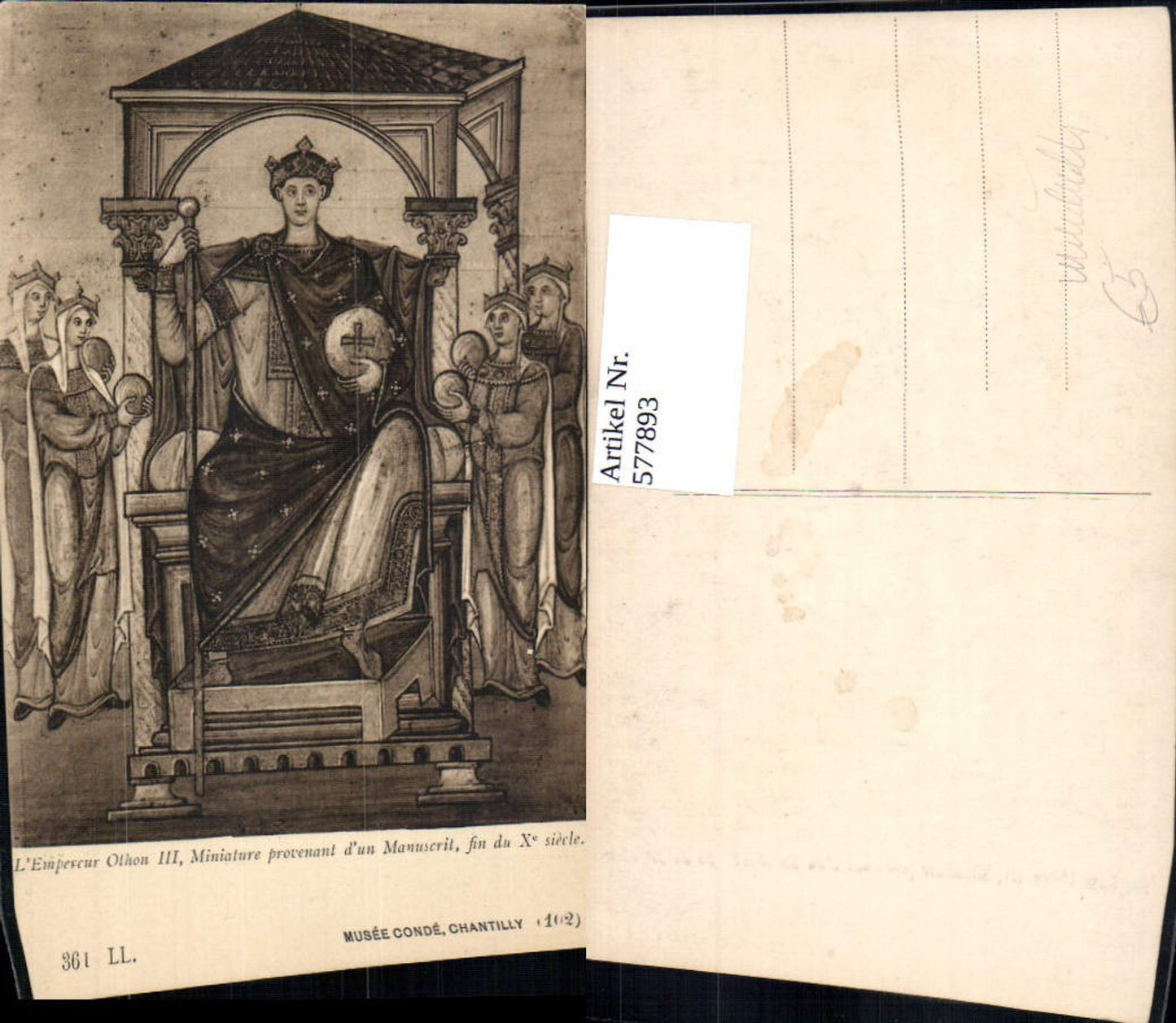 577893,Middle Ages L Emperor Othon III Miniature provenant d un Manuscrit fin du Xe siecle