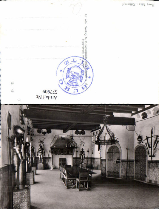 577909,Foto Ak Burg Eltz Wierschem Rittersaal Ritter Rüstung Mittelalter