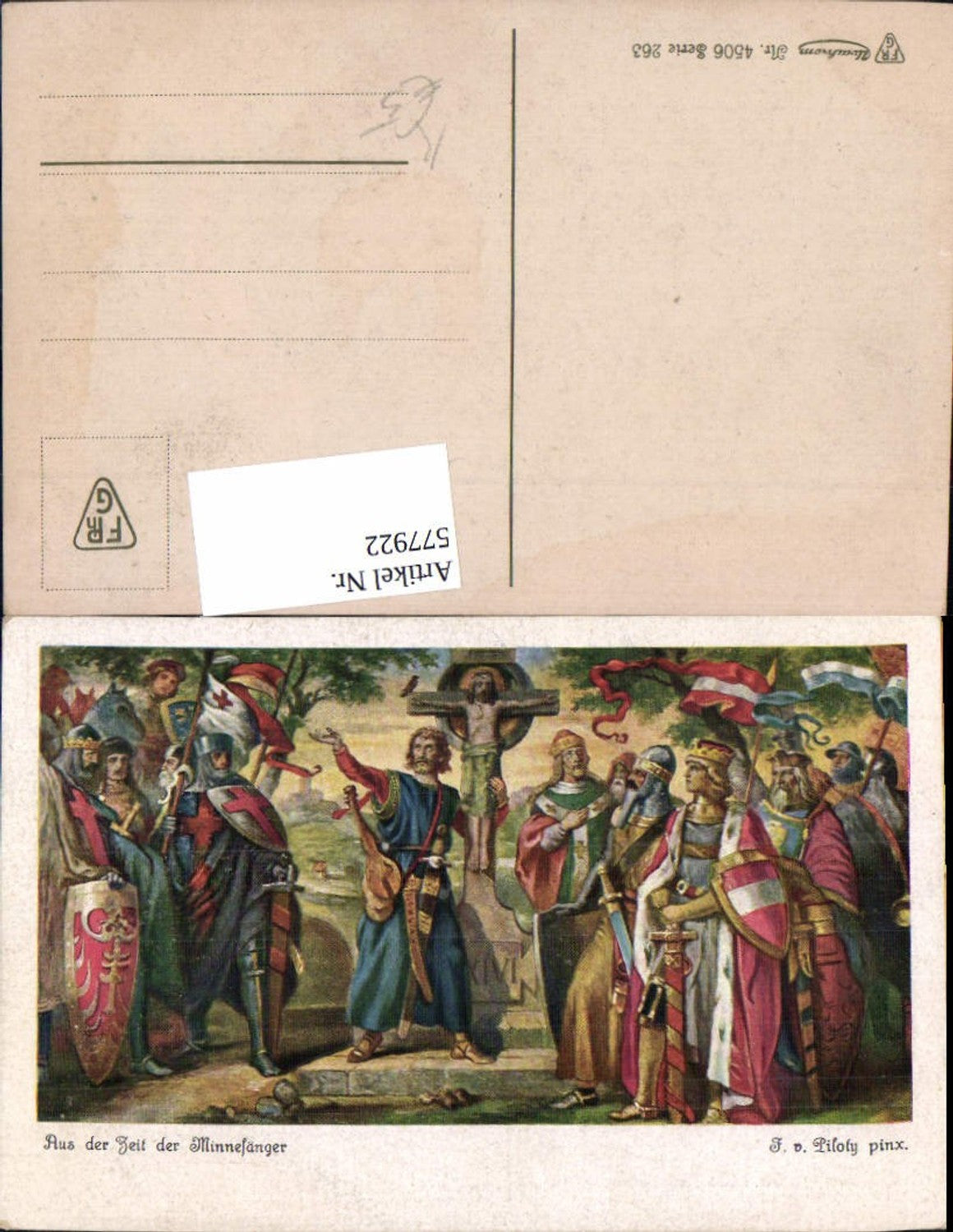 577922,Künstler Ak F. v. Piloty Aus d. Zeit der Minnesänger Mittelalter