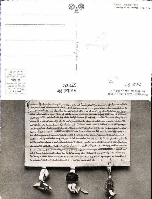 577924,Foto Ak Urkunde Bundesbrief 1291 Schwyz Mittelalter Schweiz