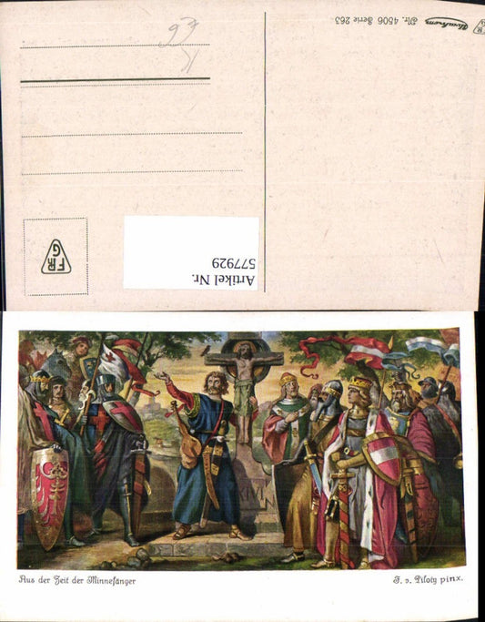 577929,Künstler Ak F. v. Piloty Aus d. Zeit der Minnesänger Mittelalter