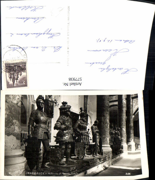 577938,Foto Ak Mittelalter Innsbruck Hofkirche 2. Rechtsgruppe Ritter Rüstung