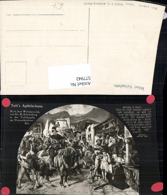 577942,Mittelalter Tells Apfelschuss Wandgemälde E. Stückelberg Tellskapelle Ritter