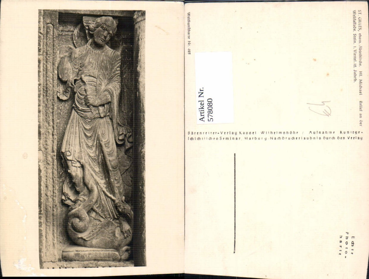 578080,St Giles Abteikirche Relief a. d. Weltfassade Archäologie Ausgrabung