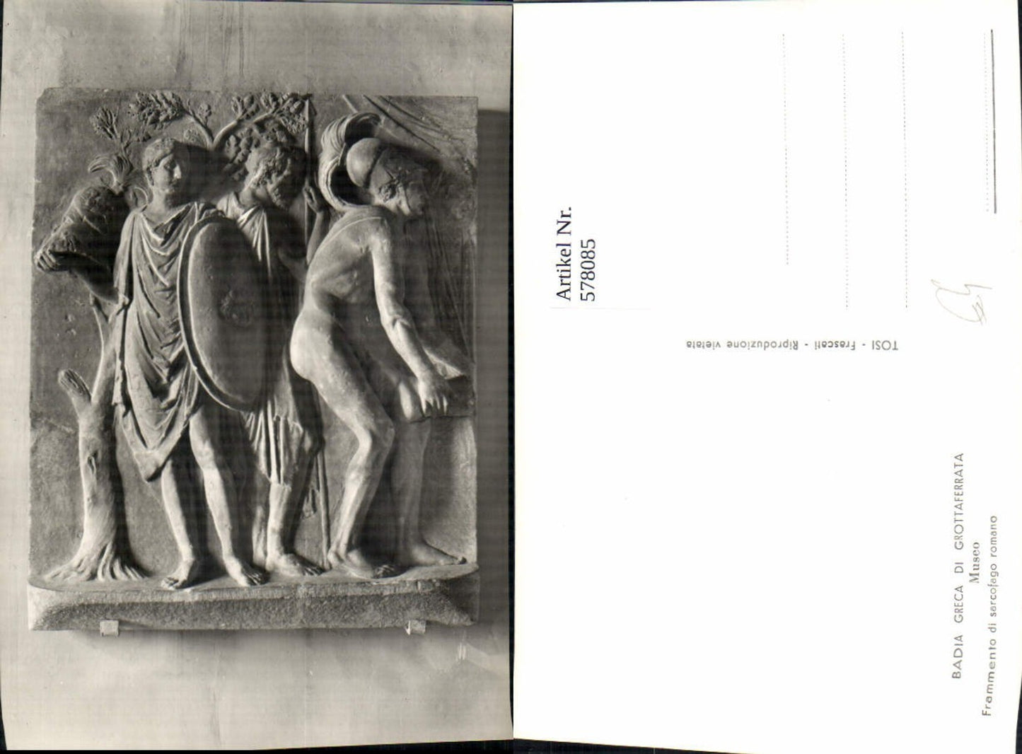 578085,Badia Greca di Grottaferrata Museo Frammento di sarcofago romano Archäologie Ausgrabung