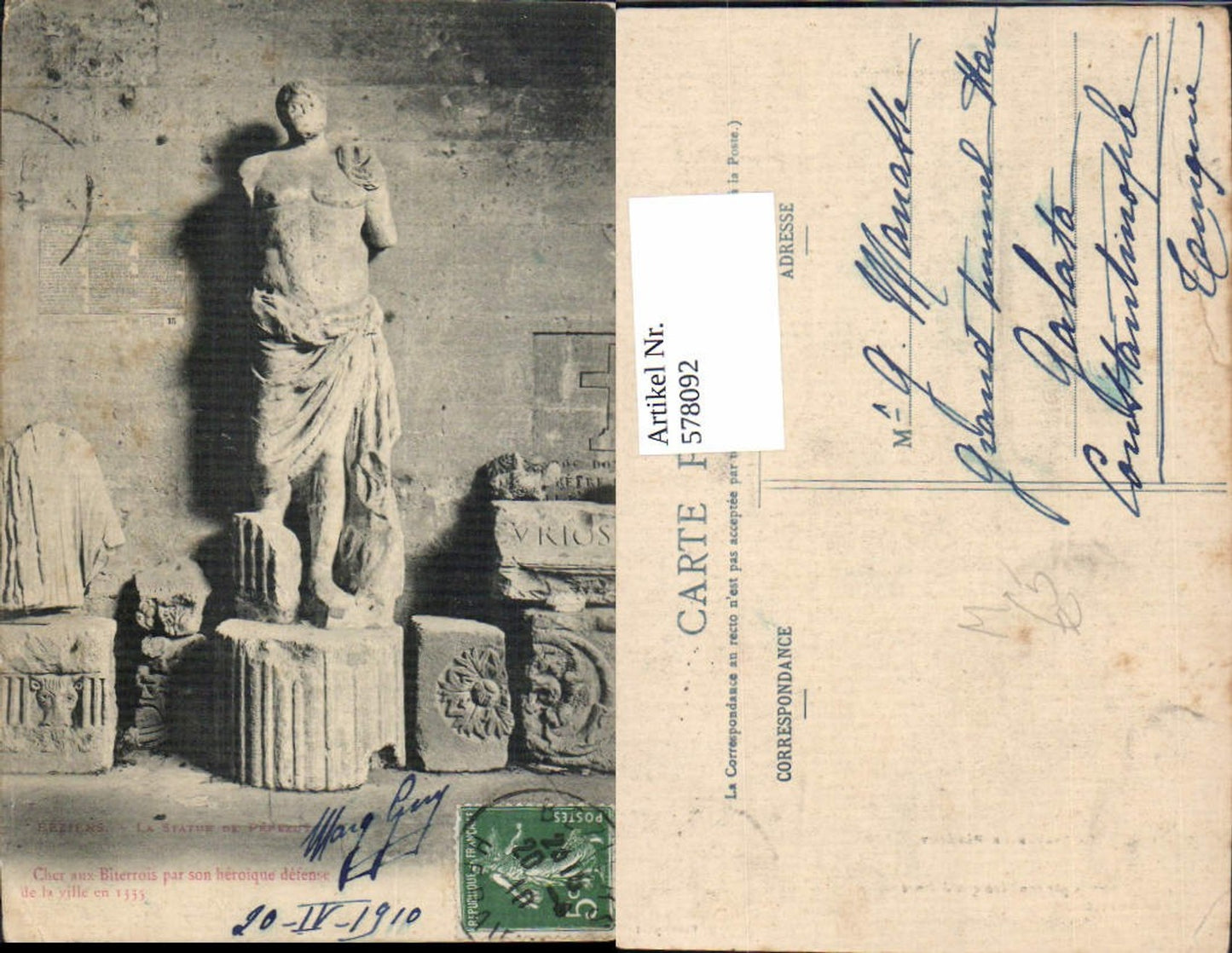 578092,Beziers La statue de Pepezut Statue Archäologie Ausgrabung