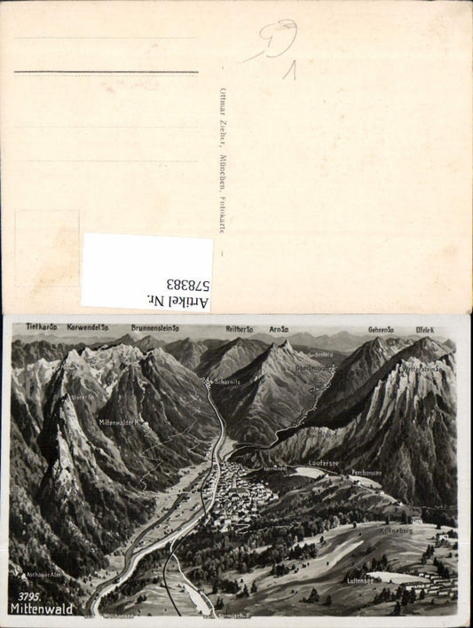 578383, Location map Mittenwald with summit map pub Ottmar Zieher 3795