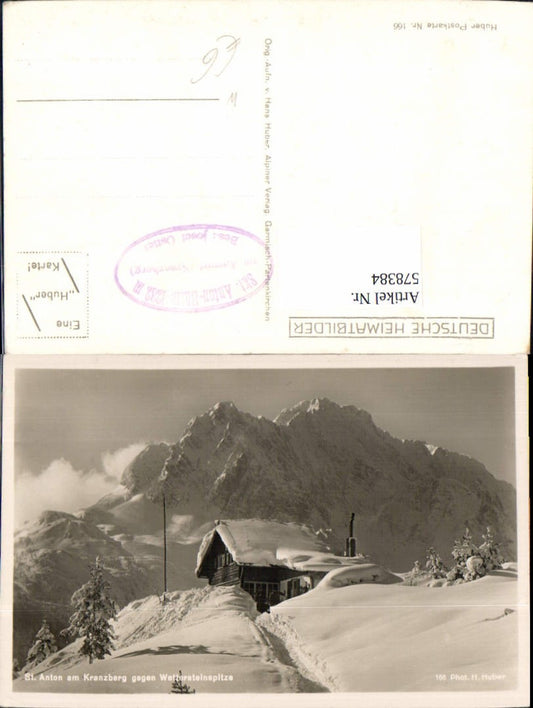 578384, Mittenwald St. Anton am Kranzberg opposite Wetterstein Mountains, hut, winter view