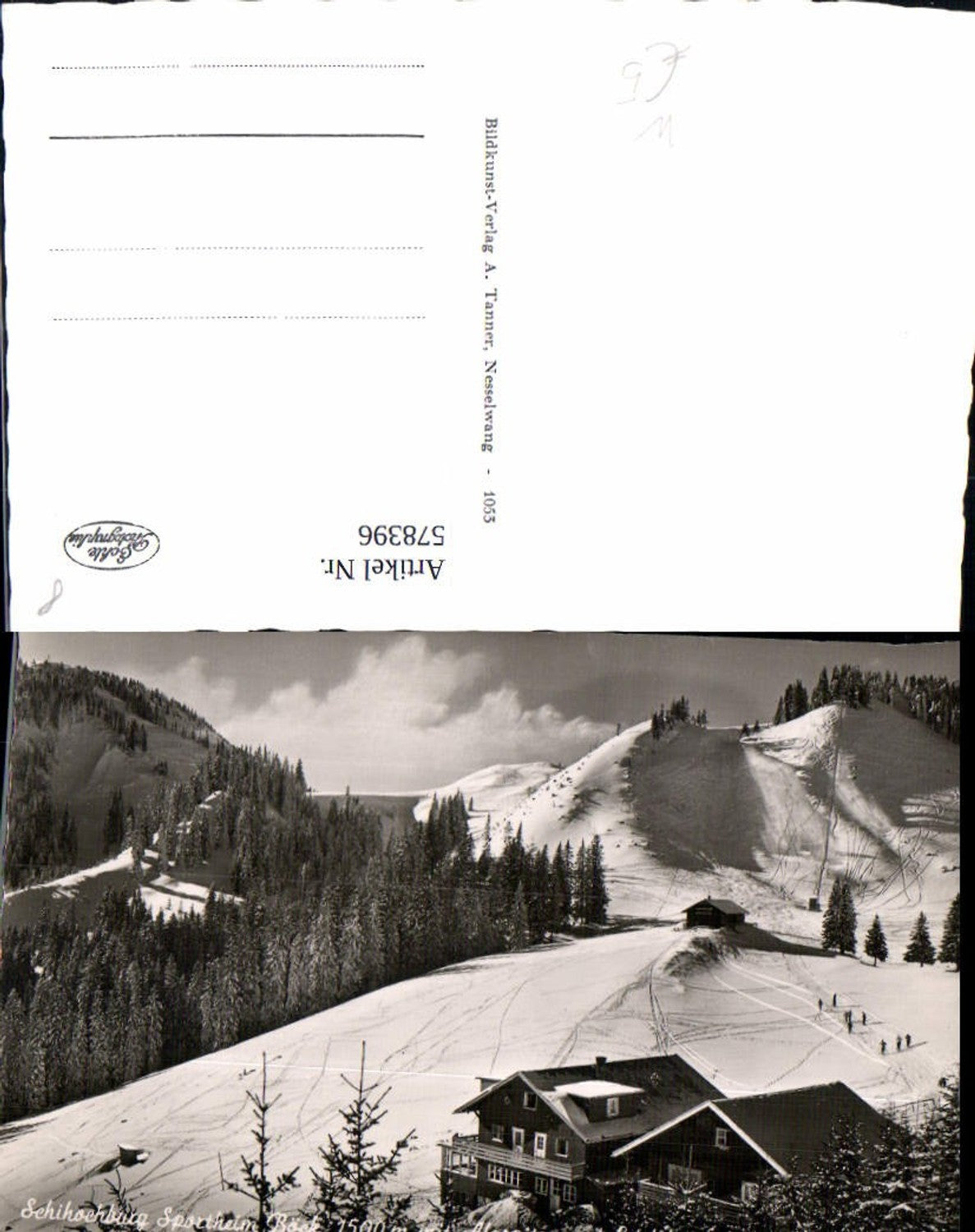 578396, Photo Ak Nesselwang Skiing stronghold Sportheim Böck with Alpspitze and Edelsberg Winter sports